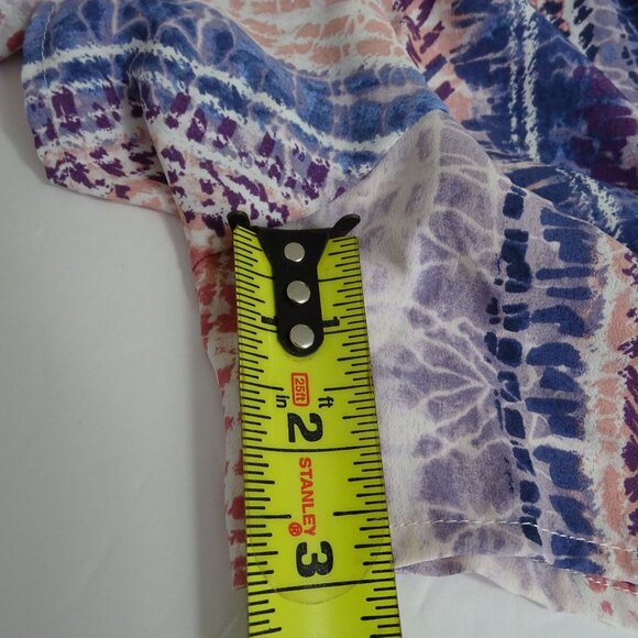 Bibi Stripe Multicolor Short Sleeve V-Neck Romper Women Size M Tie Waist Keyhole - Picture 11 of 11